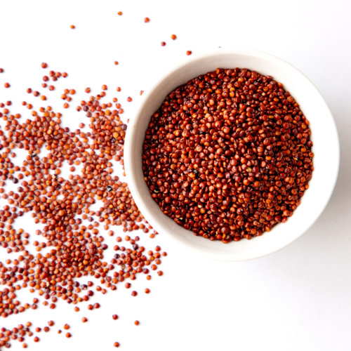 Roter Quinoa in weißer Schale